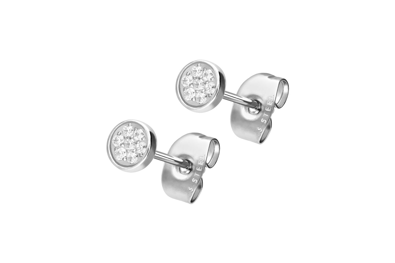 Chirurgenstahl Ohrstecker DISC + EINGEFASSTE KRISTALLE von Piercingline